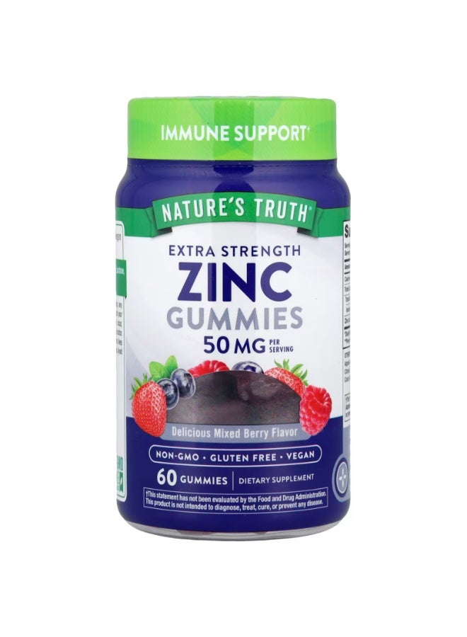 Nature's Truth Zinc Gummies, Delicious Mixed Berry, 60 Gummies (16 mg Per Gummy) - Image 1